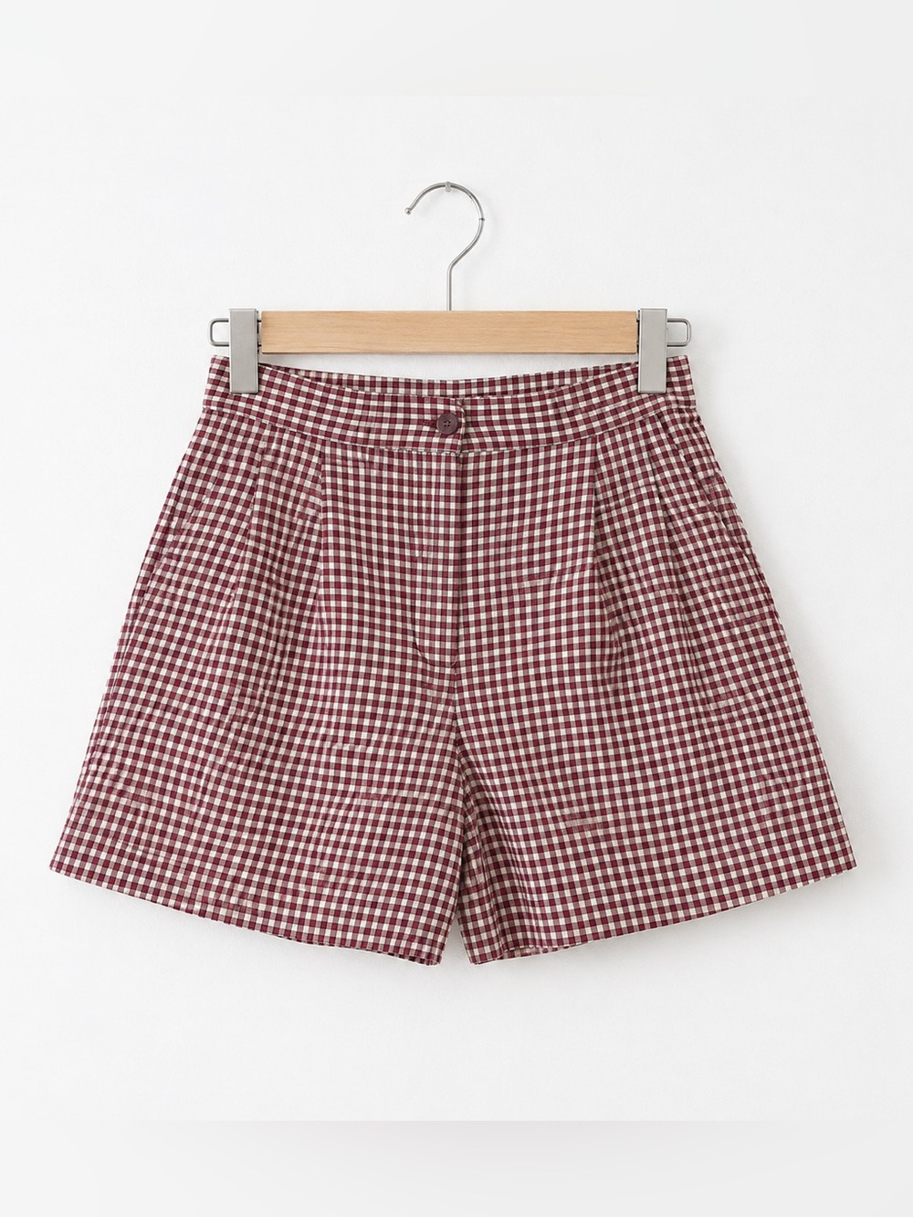 Sag Harbor Burgundy Gingham Pleated Shorts
